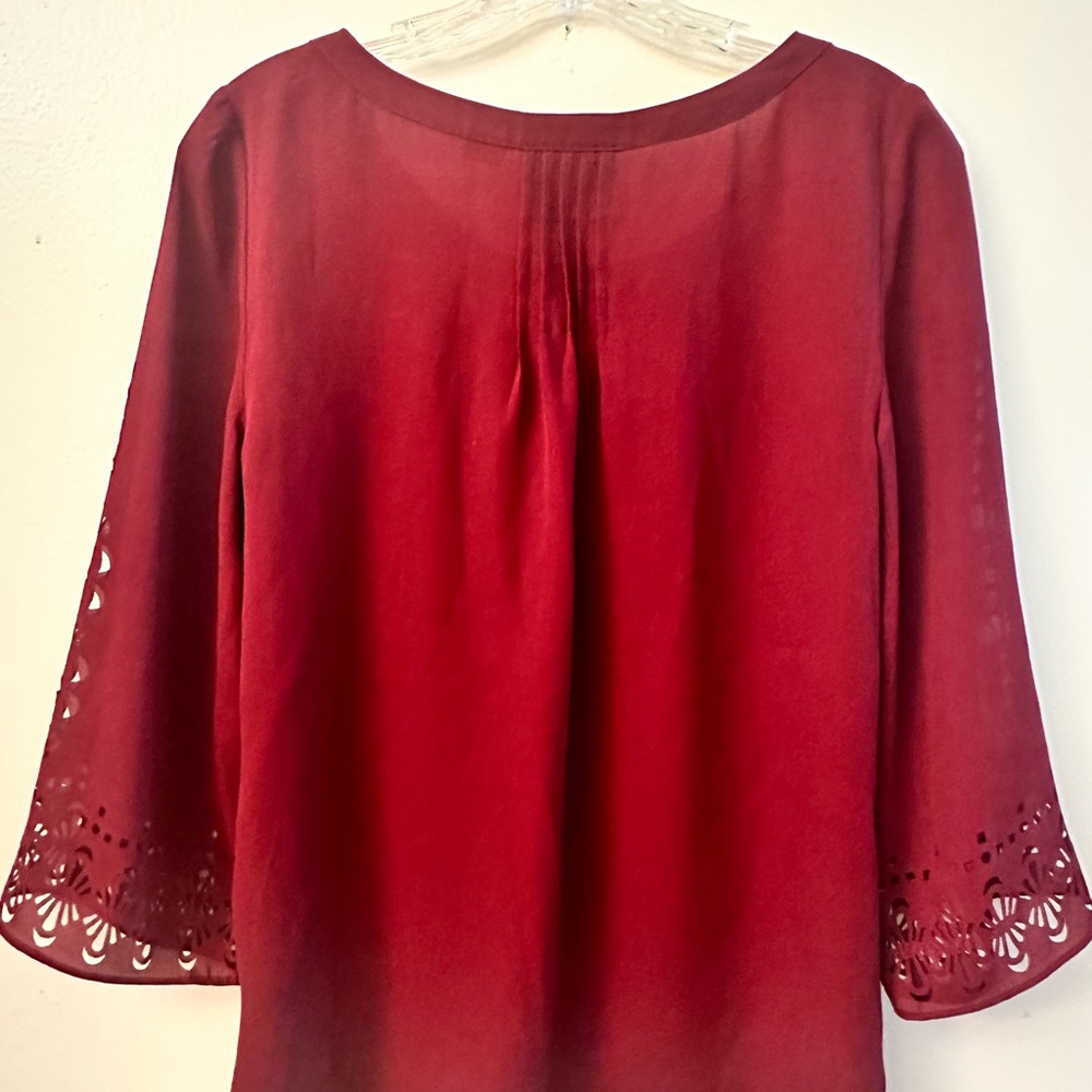 Maeve Red Embellished Blouse with Relaxed Fit